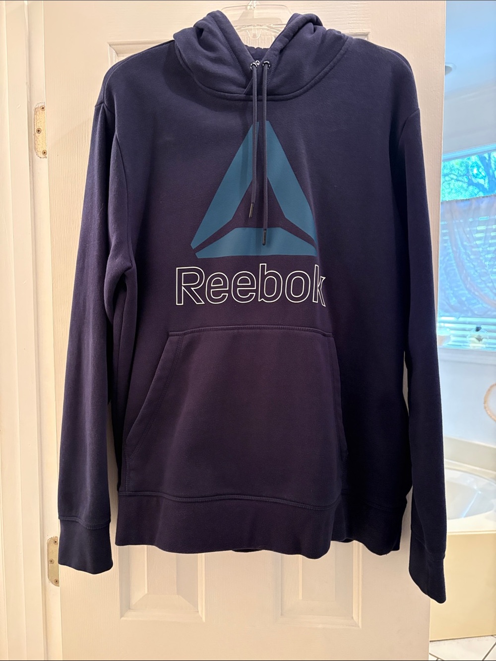 Reebok Navy Hoodie with Teal Logo